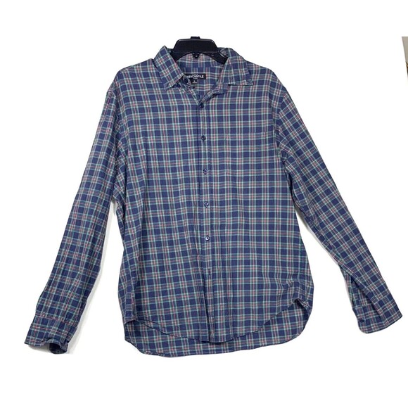 J Crew Mercantile Flex Shirt Mens Large Blue Plaid Button Down Long Sleeve - Picture 1 of 10